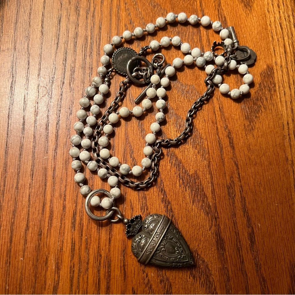 Shereen de Rousseau howlite & sterling silver necklace